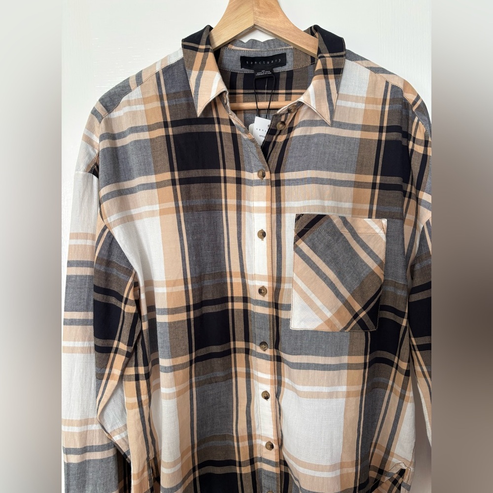 NWT Sanctuary Plaid Boyfriend Tunic - Size XS - Picture 5 of 9